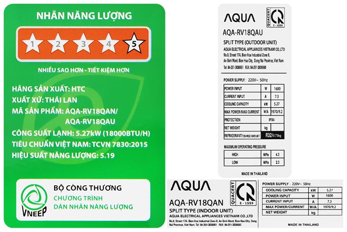 Điều hòa Aqua Inverter 18000 BTU 1 chiều AQA-RV18QA